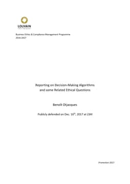 Reporting on Decision-Making Algorithms and some Related Ethical
  Questions