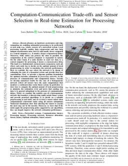 Computation-Communication Trade-offs and Sensor Selection in Real-time
  Estimation for Processing Networks