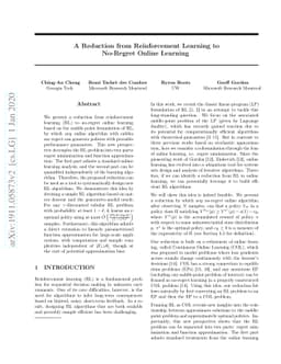 A Reduction from Reinforcement Learning to No-Regret Online Learning