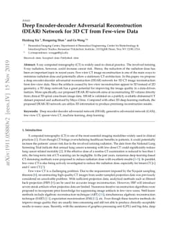 Deep Encoder-decoder Adversarial Reconstruction (DEAR) Network for 3D CT
  from Few-view Data