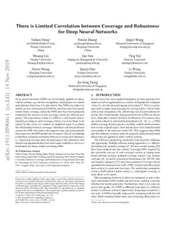 There is Limited Correlation between Coverage and Robustness for Deep
  Neural Networks