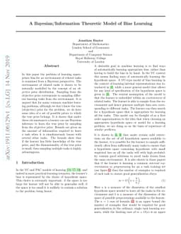 A Bayesian/Information Theoretic Model of Bias Learning