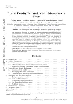 Sparse Density Estimation with Measurement Errors