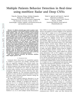Multiple Patients Behavior Detection in Real-time using mmWave Radar and
  Deep CNNs