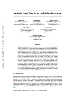 Synthetic Event Time Series Health Data Generation