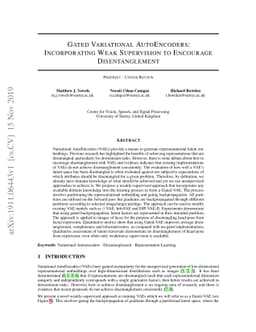 Gated Variational AutoEncoders: Incorporating Weak Supervision to
  Encourage Disentanglement