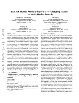 Explicit-Blurred Memory Network for Analyzing Patient Electronic Health
  Records