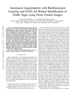Automated Augmentation with Reinforcement Learning and GANs for Robust
  Identification of Traffic Signs using Front Camera Images
