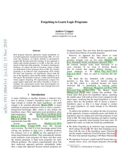 Forgetting to learn logic programs