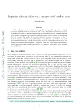 Imputing missing values with unsupervised random trees