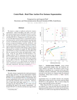 CenterMask : Real-Time Anchor-Free Instance Segmentation