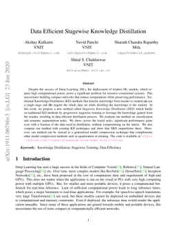 Data Efficient Stagewise Knowledge Distillation