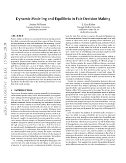 Dynamic Modeling and Equilibria in Fair Decision Making