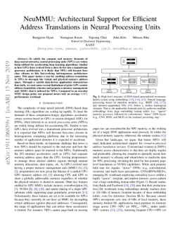 NeuMMU: Architectural Support for Efficient Address Translations in
  Neural Processing Units