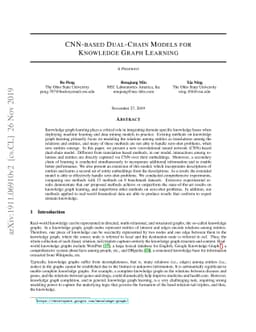 CNN-based Dual-Chain Models for Knowledge Graph Learning
