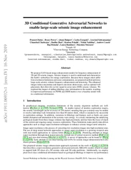 3D Conditional Generative Adversarial Networks to enable large-scale
  seismic image enhancement