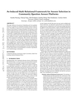 An Induced Multi-Relational Framework for Answer Selection in Community
  Question Answer Platforms