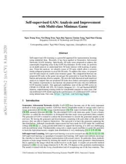 Self-supervised GAN: Analysis and Improvement with Multi-class Minimax
  Game