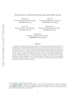 Fair Division of Mixed Divisible and Indivisible Goods