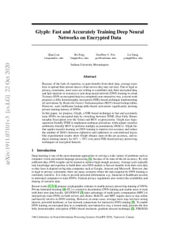 Glyph: Fast and Accurately Training Deep Neural Networks on Encrypted
  Data