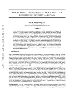 Robust Anomaly Detection and Backdoor Attack Detection Via Differential
  Privacy