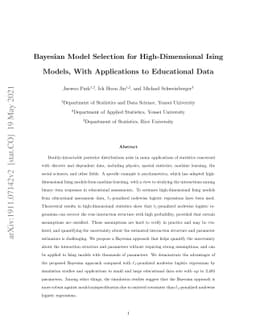 Bayesian Model Selection for High-Dimensional Ising Models, With
  Applications to Educational Data