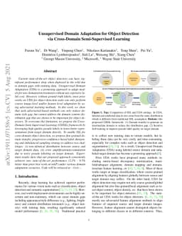 Unsupervised Domain Adaptation for Object Detection via Cross-Domain
  Semi-Supervised Learning