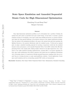 State Space Emulation and Annealed Sequential Monte Carlo for High
  Dimensional Optimization