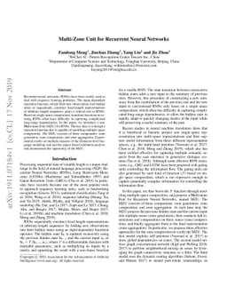 Multi-Zone Unit for Recurrent Neural Networks