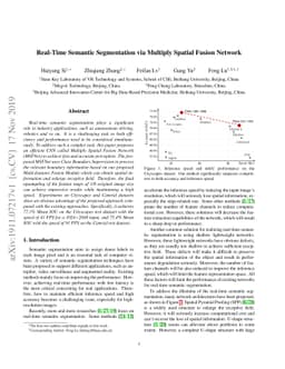 Real-Time Semantic Segmentation via Multiply Spatial Fusion Network