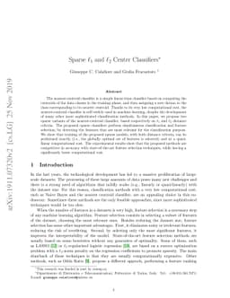 Sparse $\ell_1$ and $\ell_2$ Center Classifiers