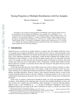 Testing Properties of Multiple Distributions with Few Samples
