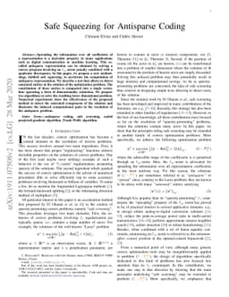 Safe squeezing for antisparse coding