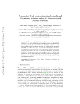 Automated fetal brain extraction from clinical Ultrasound volumes using
  3D Convolutional Neural Networks