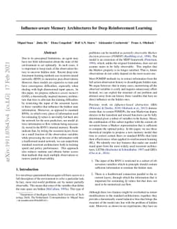 Influence-aware Memory Architectures for Deep Reinforcement Learning