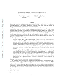 Secure Quantum Extraction Protocols