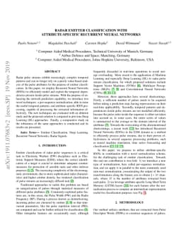 Radar Emitter Classification with Attribute-specific Recurrent Neural
  Networks