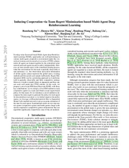 Inducing Cooperation via Team Regret Minimization based Multi-Agent Deep
  Reinforcement Learning