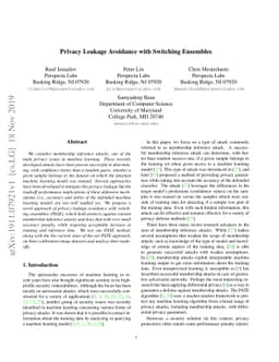 Privacy Leakage Avoidance with Switching Ensembles