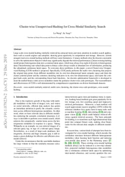 Cluster-wise Unsupervised Hashing for Cross-Modal Similarity Search