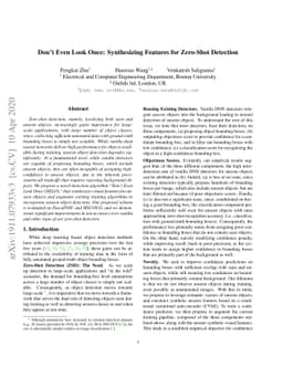 Dont Even Look Once: Synthesizing Features for Zero-Shot Detection