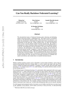Can You Really Backdoor Federated Learning?