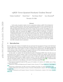 vqSGD: Vector Quantized Stochastic Gradient Descent