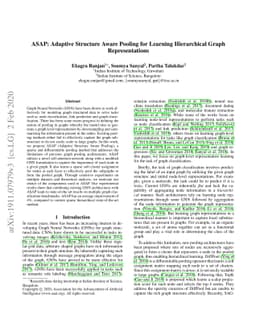 ASAP: Adaptive Structure Aware Pooling for Learning Hierarchical Graph
  Representations