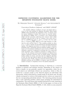 Improved clustering algorithms for the Bipartite Stochastic Block Model