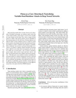 Poison as a Cure: Detecting & Neutralizing Variable-Sized Backdoor
  Attacks in Deep Neural Networks