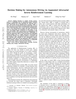 Decision Making for Autonomous Driving via Augmented Adversarial Inverse
  Reinforcement Learning