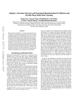 Adaptive Activation Network and Functional Regularization for Efficient
  and Flexible Deep Multi-Task Learning