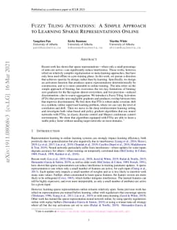 Fuzzy Tiling Activations: A Simple Approach to Learning Sparse
  Representations Online