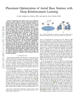 Placement Optimization of Aerial Base Stations with Deep Reinforcement
  Learning